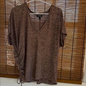 Express Heathered copper  V-Neck Short Sleeve Top